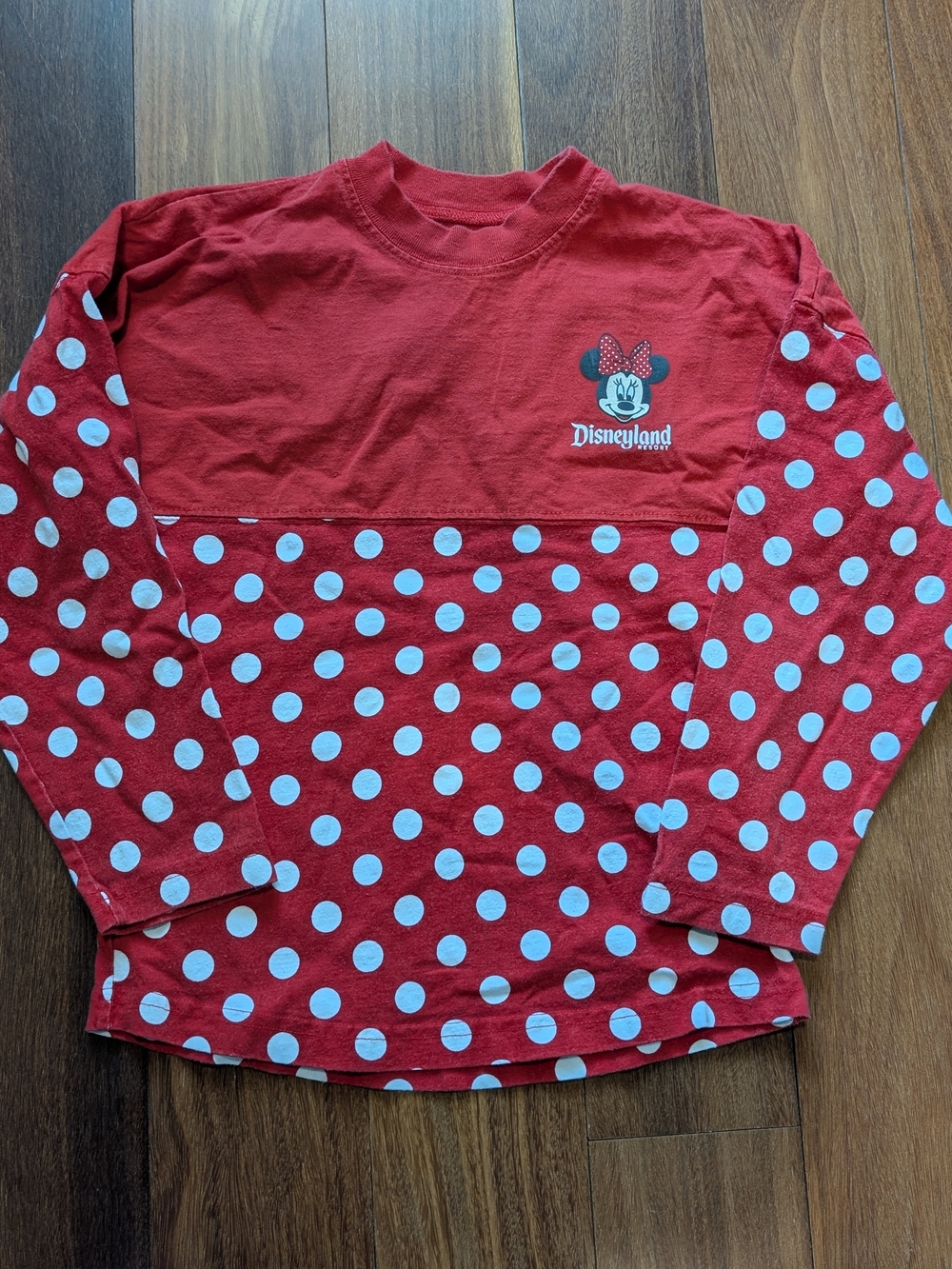 Disneyland Girls' Red Minnie Polka Dot Long Sleeve Tee